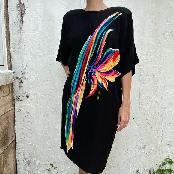 Ruth Chagnon of Delray Beach Resort Wear Silk Abstract Print Midi Caftan Dress! - Picture 2 of 7
